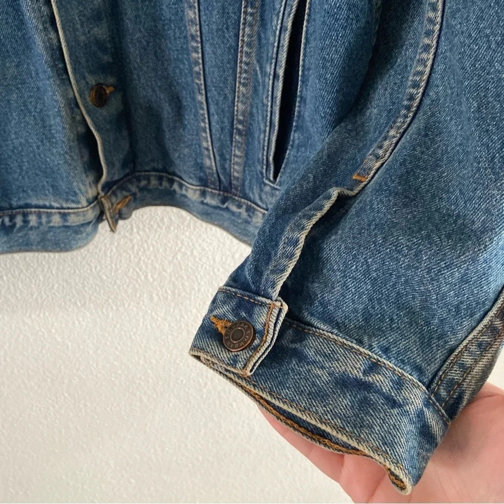 Vintage Denim Trucker Jacket ID WEAR Streetwear Oversized XL Relaxed Grunge - Picture 6 of 14